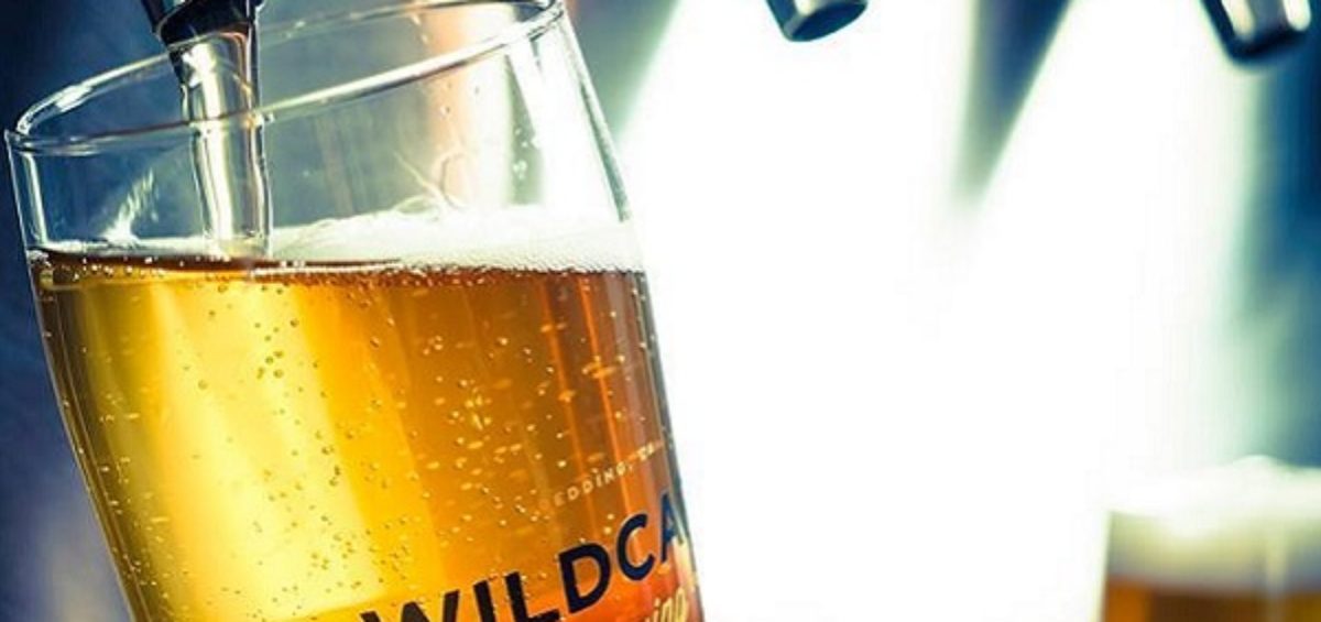 Wildcard Brewing Co beer glass with beer being poured