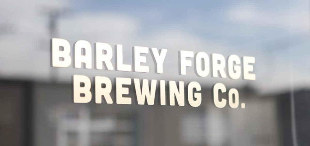 Text of Barley Forge Brewing Co. on window.
