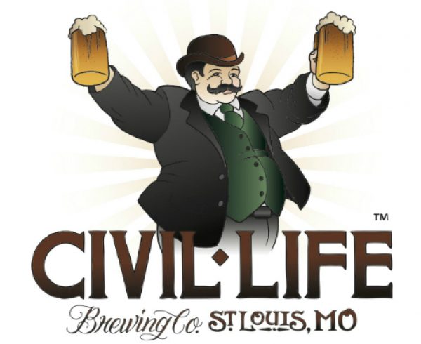 Civil Life Brewing Company logo of man holding two beer steins with text below him.