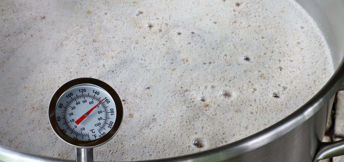 Dial Thermometer in Beer Mash