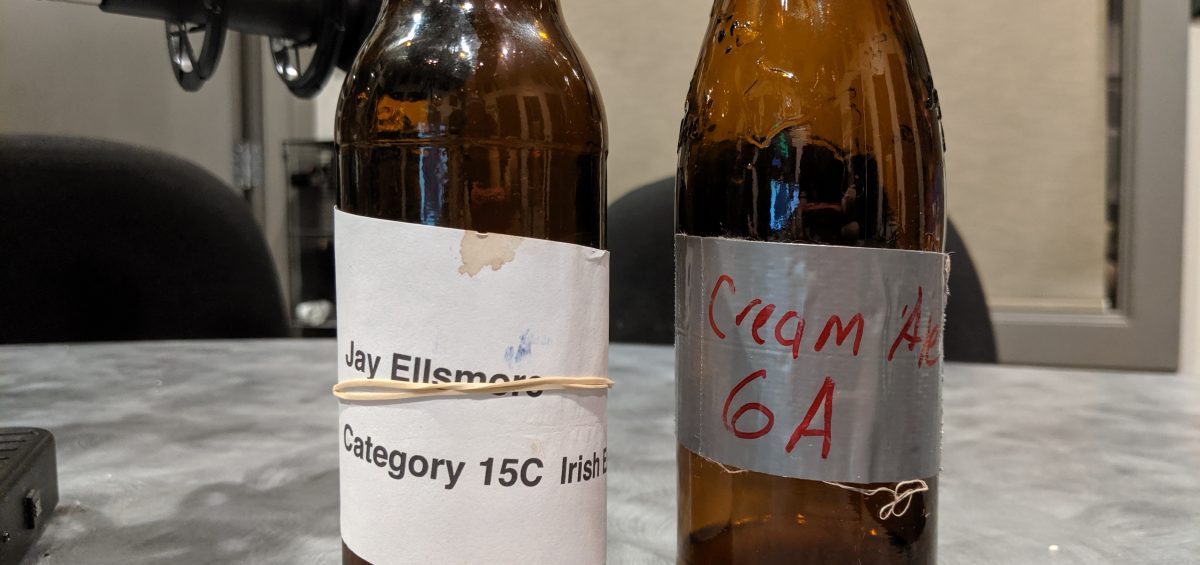 two bottles of homebrewed beer