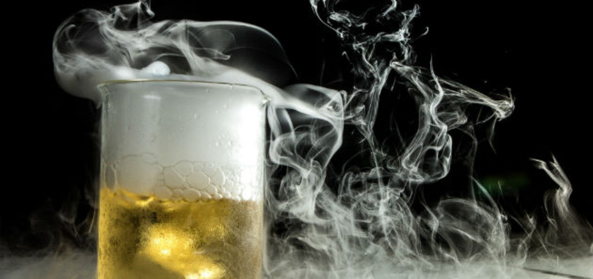 smoking beaker with beer inside