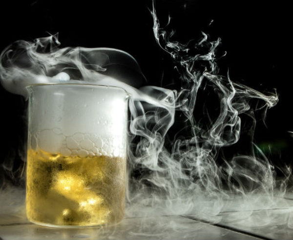 smoking beaker with beer inside