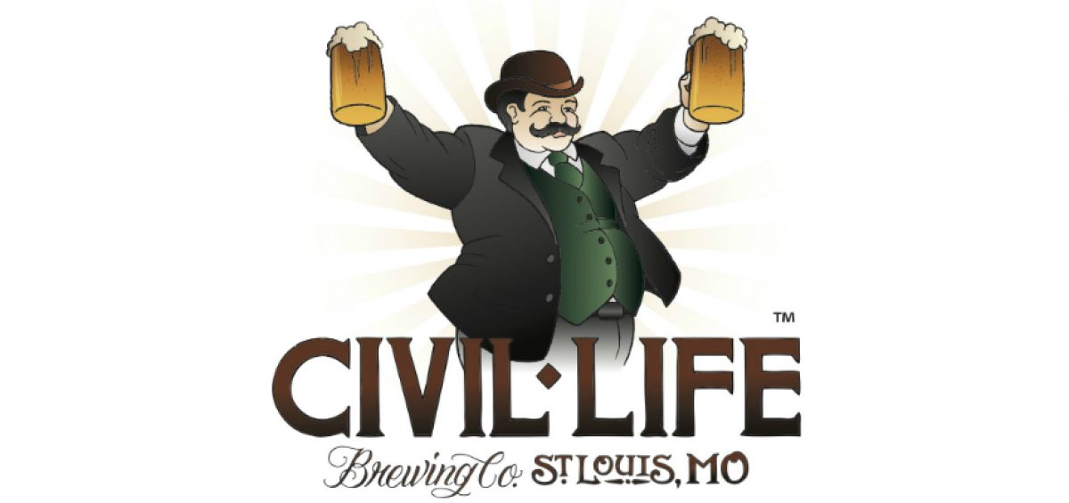 Civil Life Brewing Company logo of man holding two beer steins with text below him.
