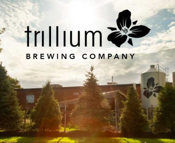 Trillium Brewing Company brewery with logo over top